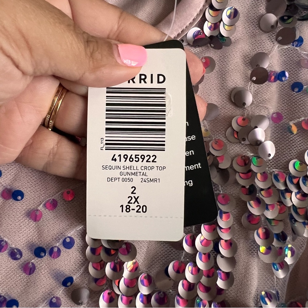 Torrid Mauve Sequin Shell Crop Top Size 2X NWT - Picture 6 of 11